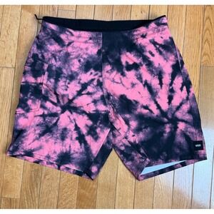 Vans Mens Pink Black Tie Dye Board Shorts Size 32 Surf Swim Trunks Stretch